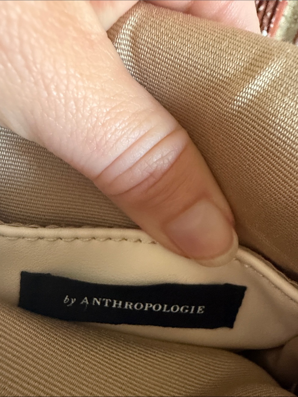 Anthropology Cream Mini Crossbody Bag Faux Leather Gold Hardware Boho Minimalist - Picture 3 of 5